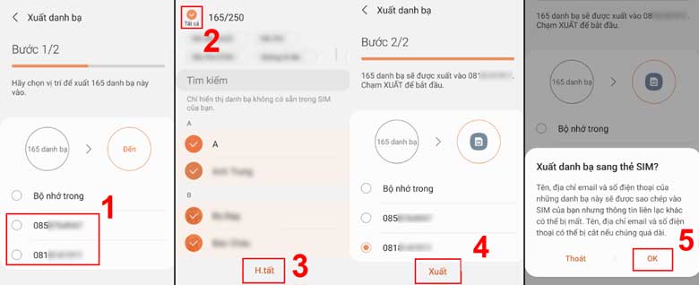 Cách chuyển số điện thoại từ máy sang sim trên samsung: Bước 2