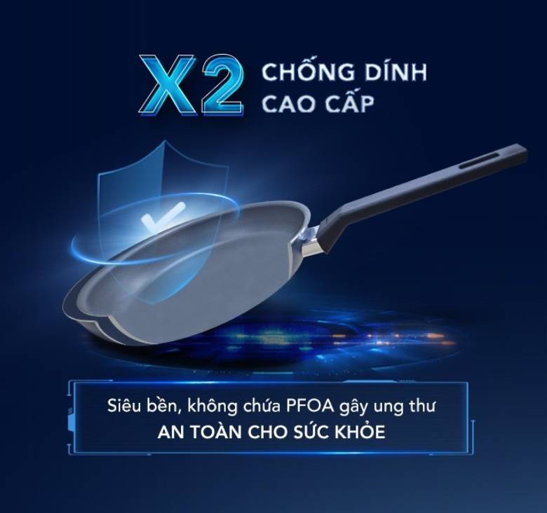  Chảo nhôm chống dính đáy từ Funiki 20cm - Lớp chống dính Ceramic 2 lớp
