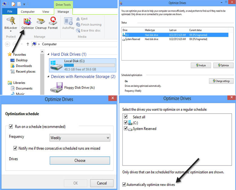 Cách tăng tốc máy tính Win 8 cần tối ưu hoá ổ đĩa