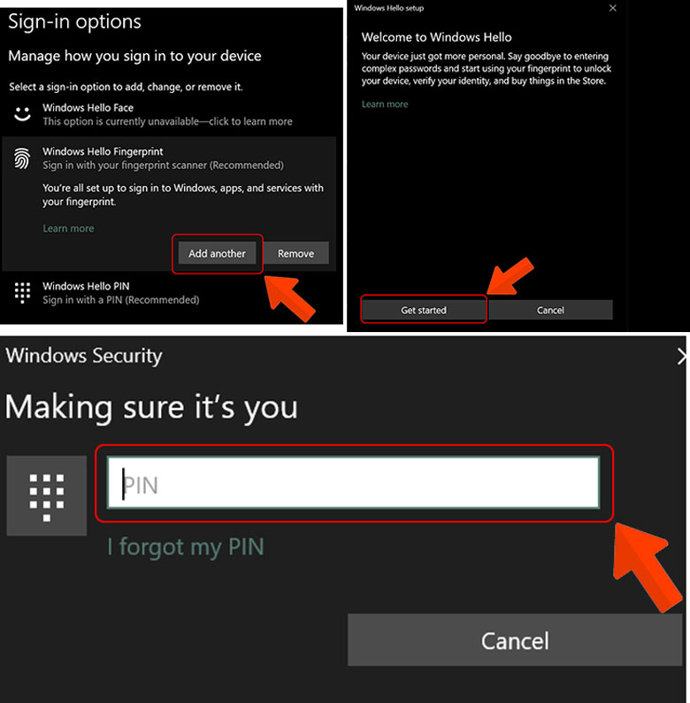 Cài vân tay cho laptop cực dễ khi thêm 1 vân tay mới khác