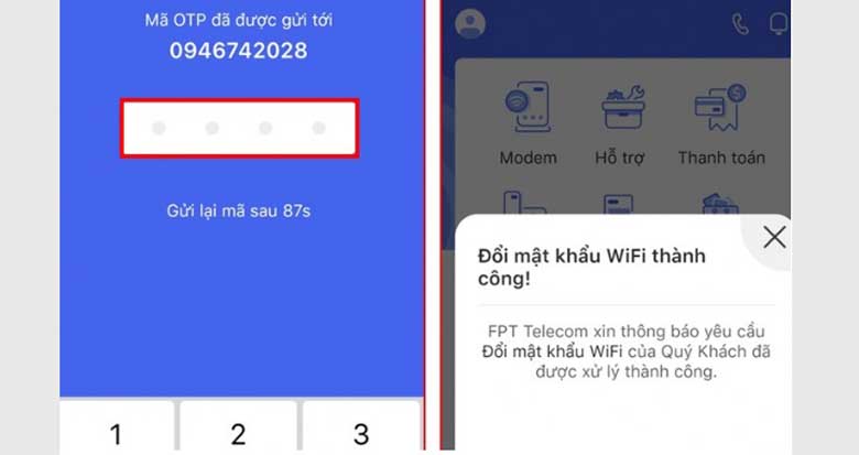 Cách đổi mật khẩu wifi bằng điện thoại với mạng FPT bằng ứng dụng: Bước 4