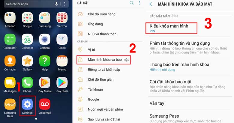 Cách xóa mật khẩu điện thoại Samsung khi nhớ mật khẩu: Bước 1