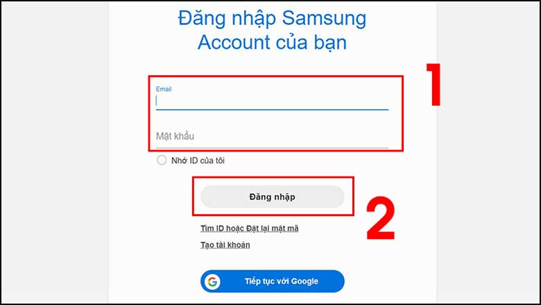 Cách xóa mật khẩu điện thoại Samsung khi quên mật khẩu: Bước 2