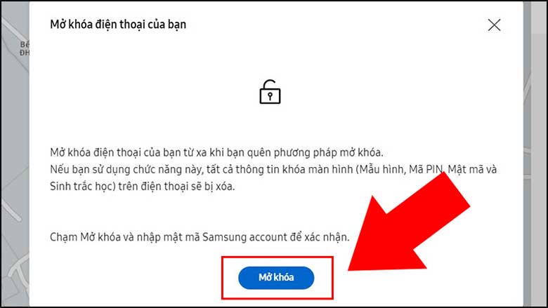 Cách xóa mật khẩu điện thoại Samsung khi quên mật khẩu: Bước 4