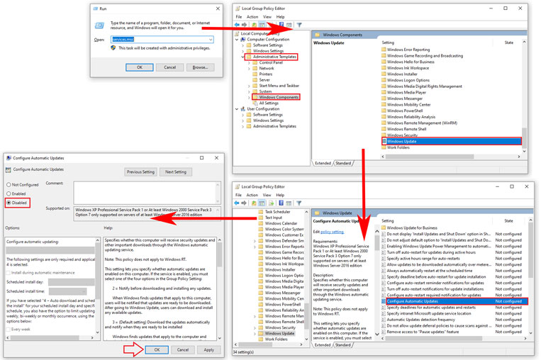 Cách tắt bản cập nhật Win 10 Group Policy Editor