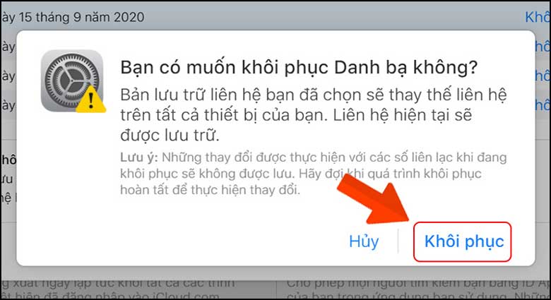Cách lấy lại số điện thoại đã xóa trên iPhone bằng iCloud: Bước 5
