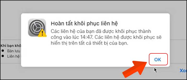 Cách lấy lại số điện thoại đã xóa trên iPhone bằng iCloud: Bước 6