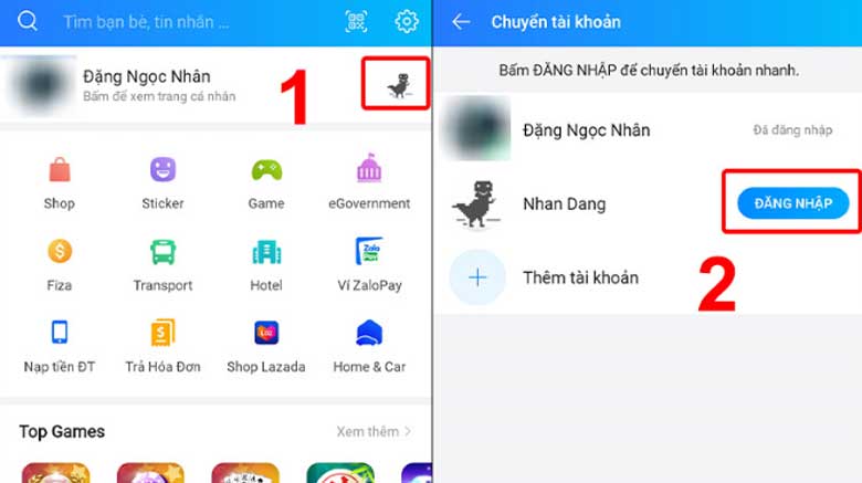 Cách đăng nhập 2 zalo trên 1 điện thoại sử dụng tính năng chuyển tài khoản Zalo