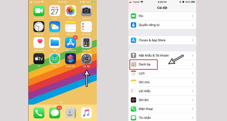 Cách chuyển số điện thoại từ sim sang máy iPhone: Bước 1