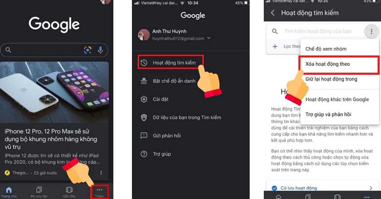 Cách xóa lịch sử tìm kiếm Google trên điện thoại: Bước 1