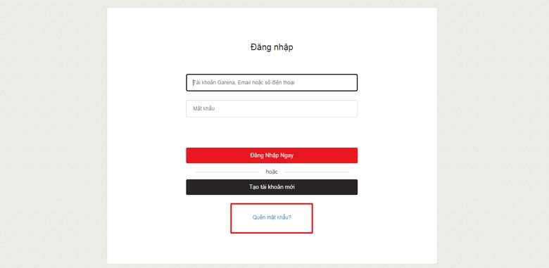 Cách đổi mật khẩu Garena không cần số điện thoại: Bước 2