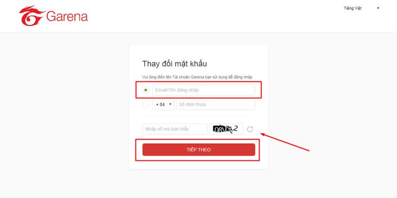 Cách đổi mật khẩu Garena không cần số điện thoại: Bước 3