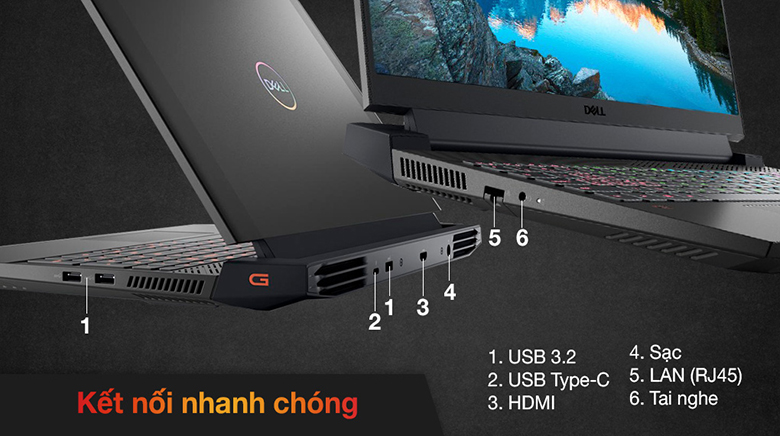 Hỗ trợ đầy đủ kết nối - Laptop Dell Gaming G15 5511 70266676