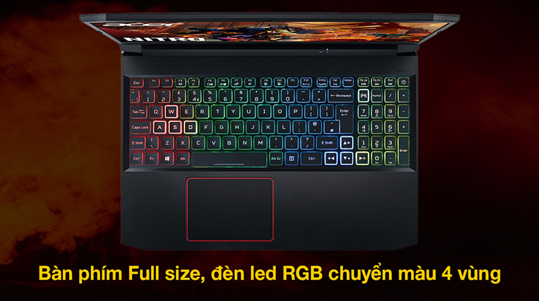 Laptop Acer Gaming Nitro 5 AN515-45-R6EV  bàn phím đèn nền rgb