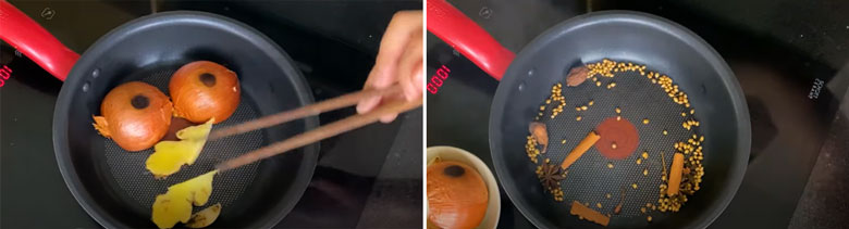 Cách nấu lẩu bò thập cẩm tiếp đến nướng các gia vị