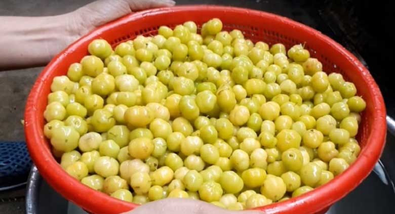 cách làm chùm ruột ngâm đường: Rửa sạch để ráo