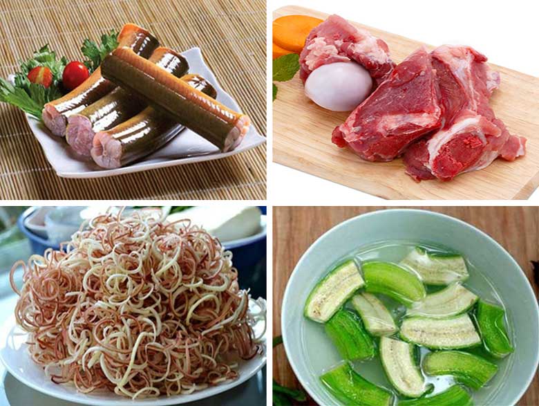 Nguyên liệu làm món lẩu lươn bắp chuối