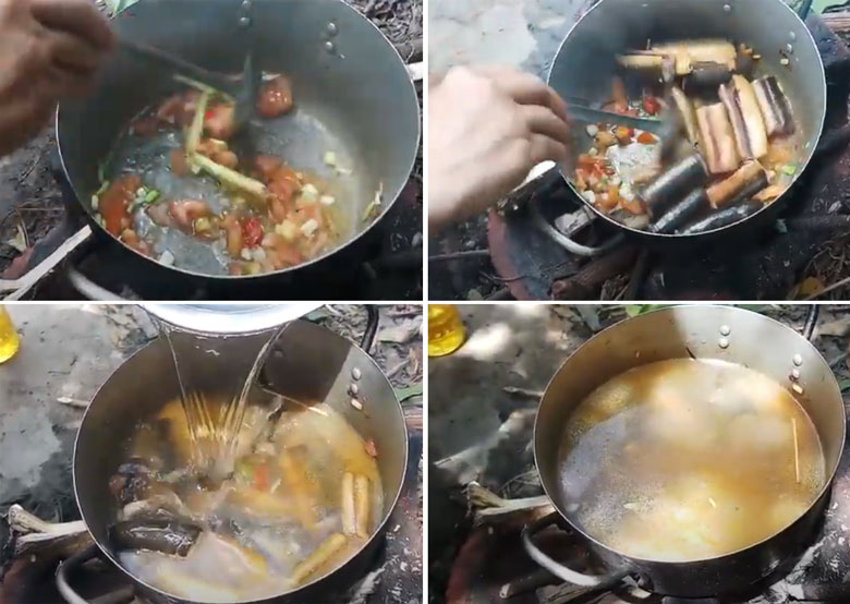 Cách nấu lẩu lươn lá giang đi nấu nước lẩu