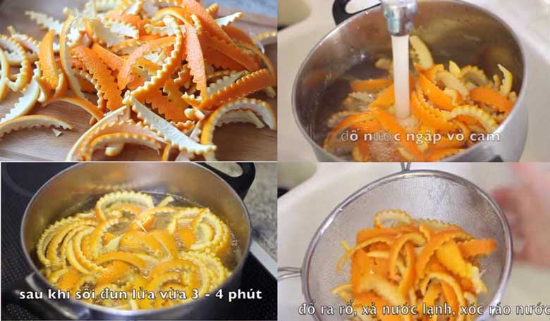 cách làm mứt vỏ cam: Sơ chế vỏ cam