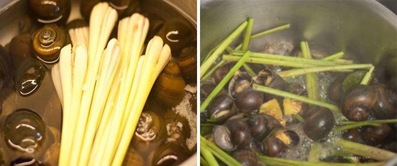 Cách làm chả ốc nướng giấy bạc mang ốc đi luộc