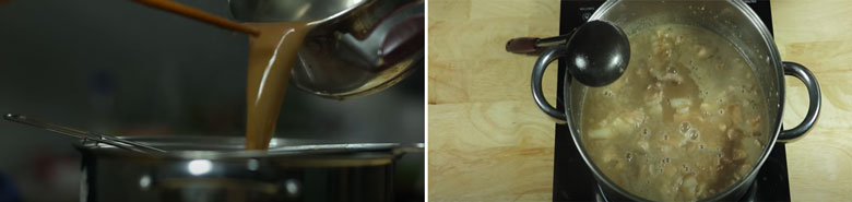 Cách nấu lẩu mắm cá linh thực hiện nấu nước lẩu mắm cá linh