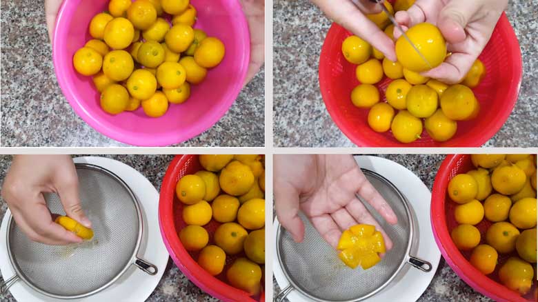 Cách làm mứt tắc rim muối ớt: Sơ chế