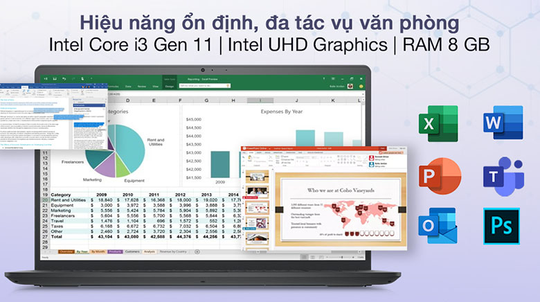 Hiệu năng mượt mà - Laptop Dell Vostro 3510 V5I3305W