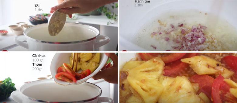 Cách làm lẩu cá kèo lá giang xào cà chua dứa