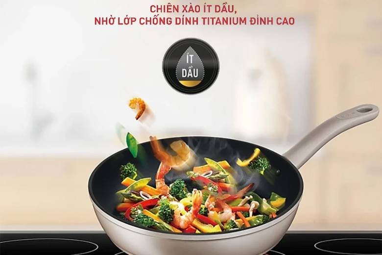 Chảo chiên Tefal Sensations H9100514 Size 26 cm - Lớp phủ Titanium chống dính