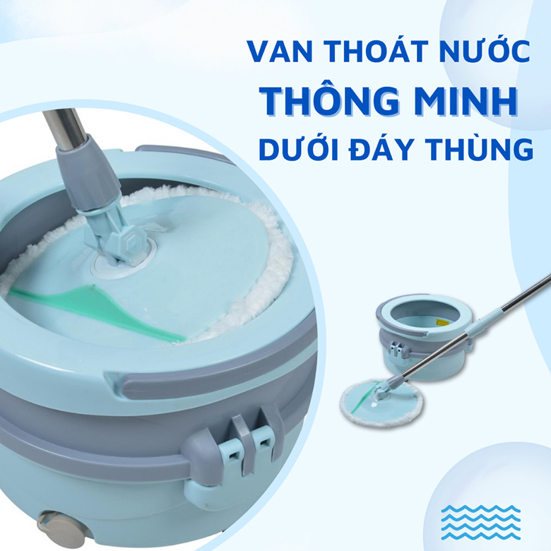 Bộ chổi lau nhà xoay 360 độ MinMop M22 có lỗ thoát nước