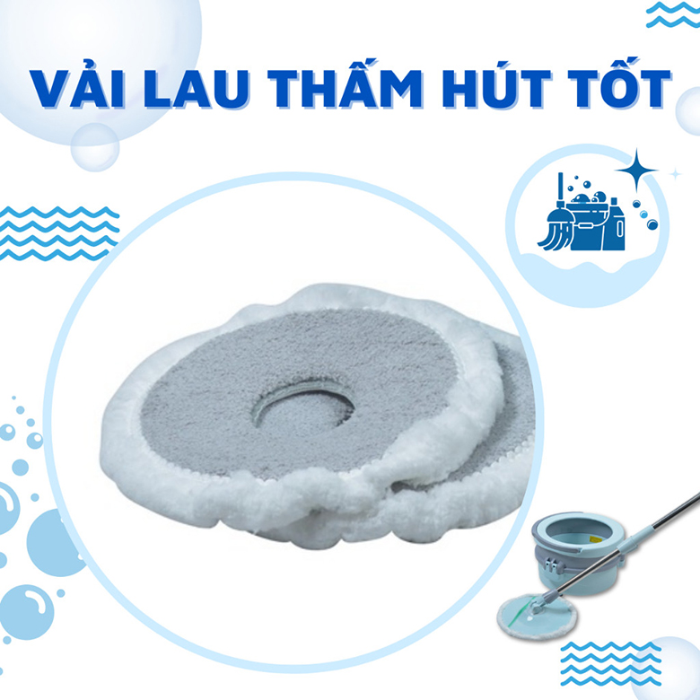 Bộ chổi lau nhà xoay 360 độ MinMop M22 vải thấm hút tốt