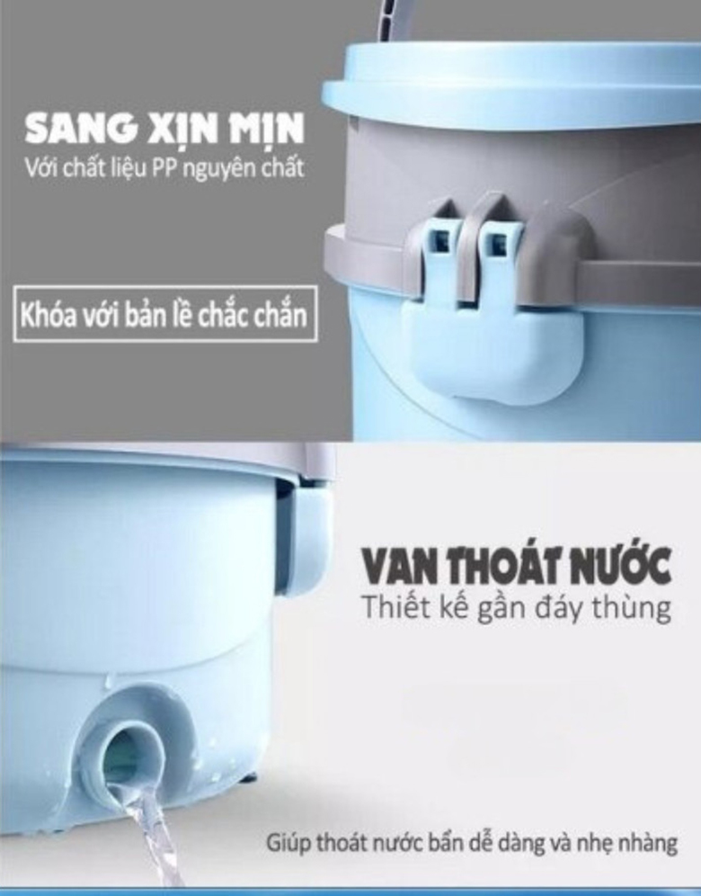 Bộ chổi lau nhà xoay 360 độ MinMop M20 có lỗ thoát nước