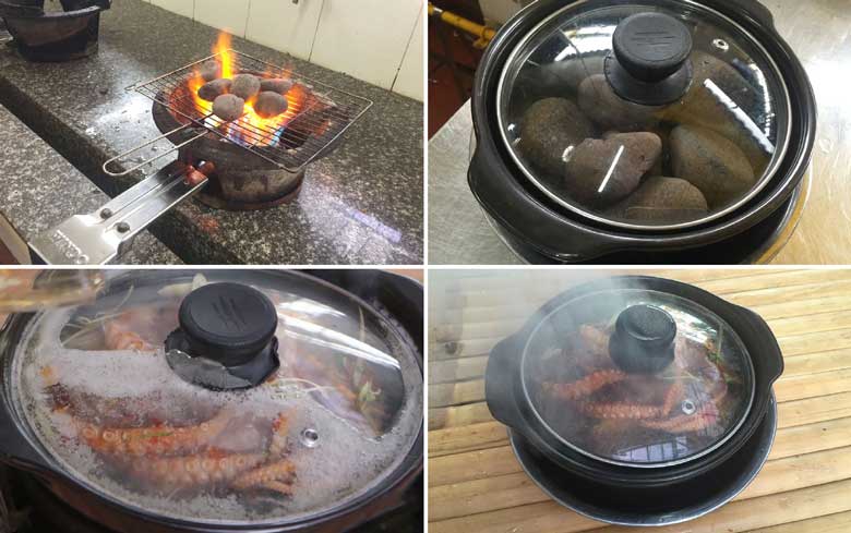 Cách làm món bạch tuộc nướng nướng đá bắt đầu nướng