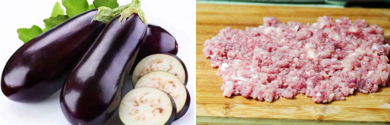 Cách làm món cà tím nướng mỡ hành thịt bằm các nguyên liệu chính