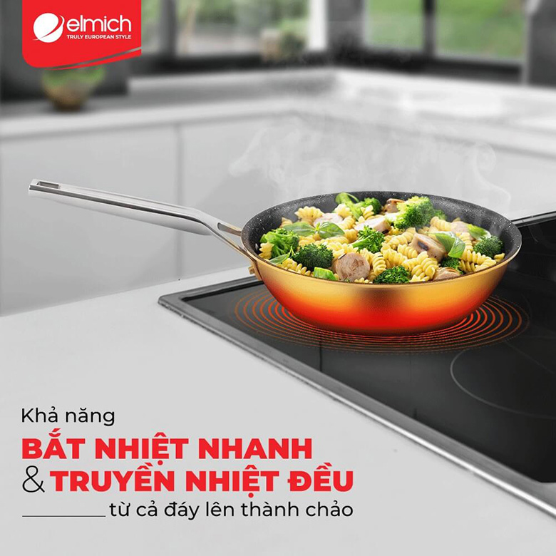Chảo chống dính Inox liền khối Elmich Trimax CzEL-3837 size 26cm truyền nhiệt nhanh