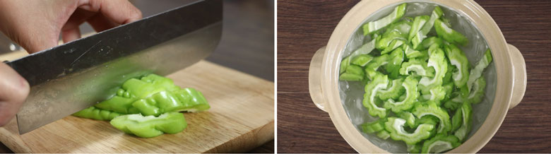 Lẩu khổ qua cá thác lác sơ chế khổ qua