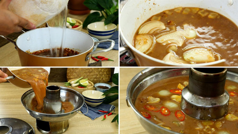 Cách nấu lẩu bò mắm ruốc đi nấu lẩu