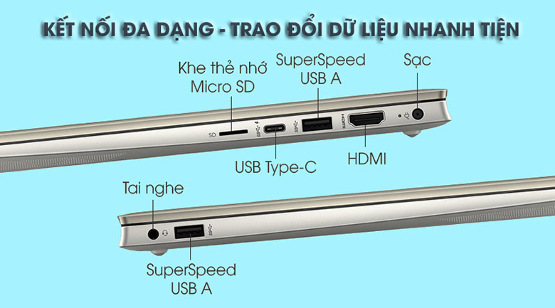 Cổng kết nối đa dạng - Laptop HP Pavilion 14-dv0513TU 46L82PA