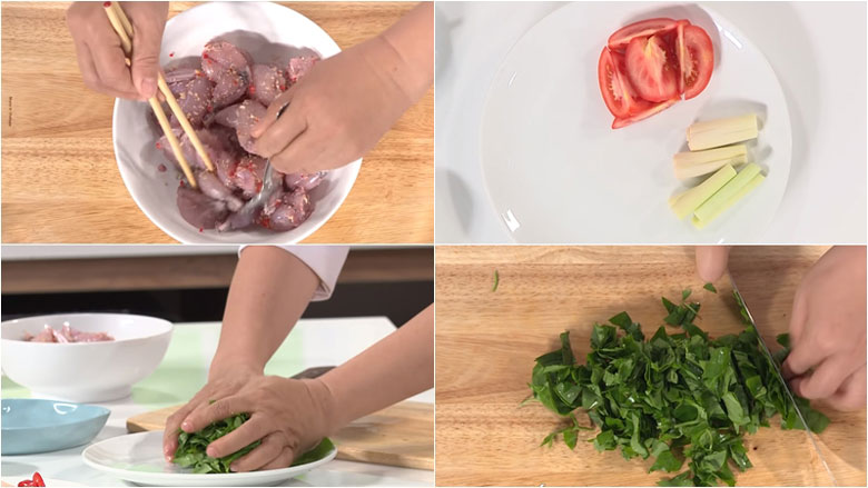 Cách làm lẩu ếch lá giang đi sơ chế nguyên liệu