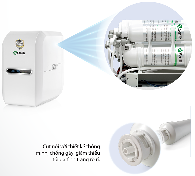 hệ thống cút nối nhanh chống rò rì của máy lọc nước A.O SMITH E3