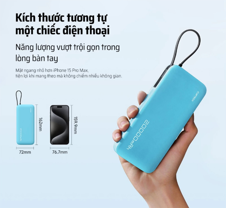 Lý tưởng cho người hay di chuyển - Sạc dự phòng Cuktech 55W 20000mAh CUKP200NGLBL PB200N