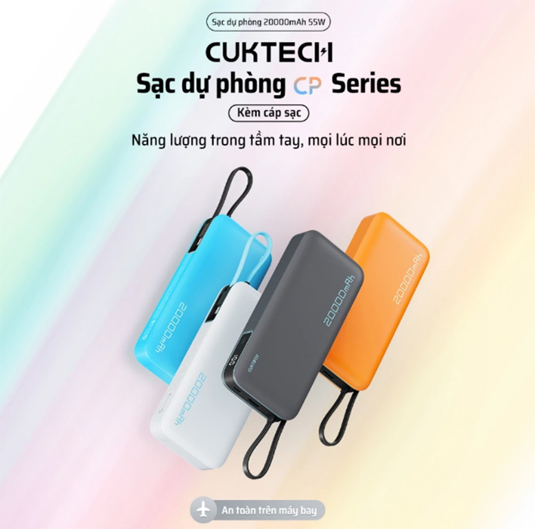 Dung lượng pin lớn - Sạc dự phòng Cuktech 55W 20000mAh CUKP200NGLLG PB200N