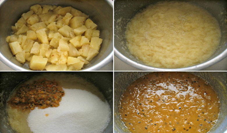 Cách làm mứt dứa sệt chanh leo: Thực hiện