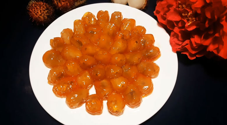 Cách làm mứt chôm chôm dẻo: Thành phẩm