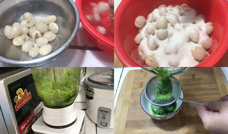 Cách làm mứt chôm chôm lá dứa: Swo chế