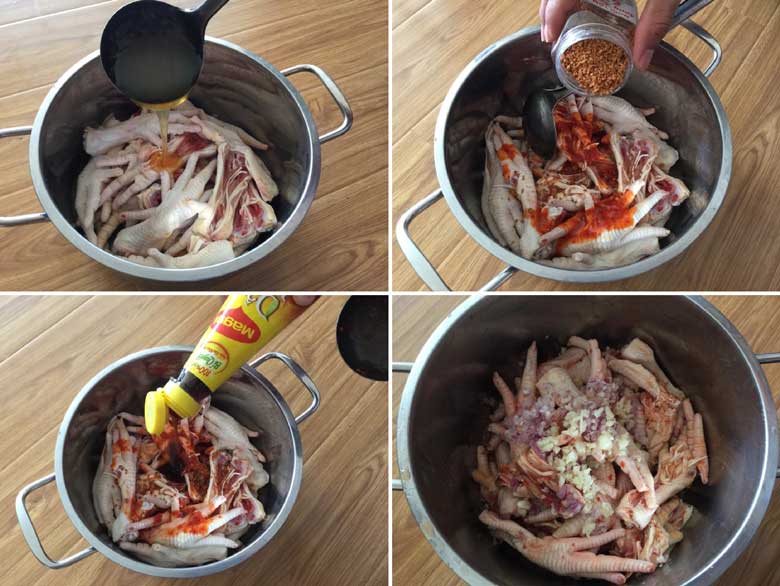 Cách làm chân gà nướng sate đi ướp chân gà
