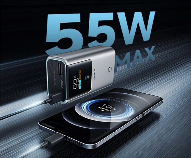 Công suất sạc nhanh 55W - Sạc dự phòng Cuktech 55W 10000mAh CKPB1055CNTG PB1055