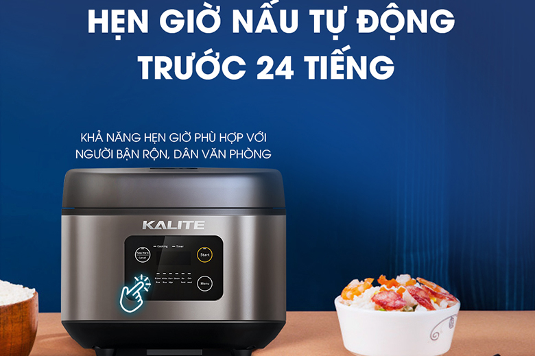 Hẹn giờ nấu-Nồi cơm điện Kalite 1.8 lít KL-620 Bạc