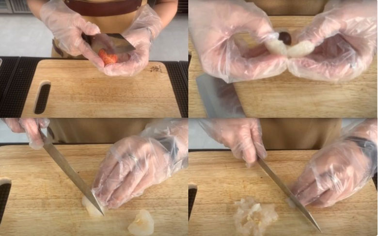 Cách làm mứt vải pha nước: Sơ chế