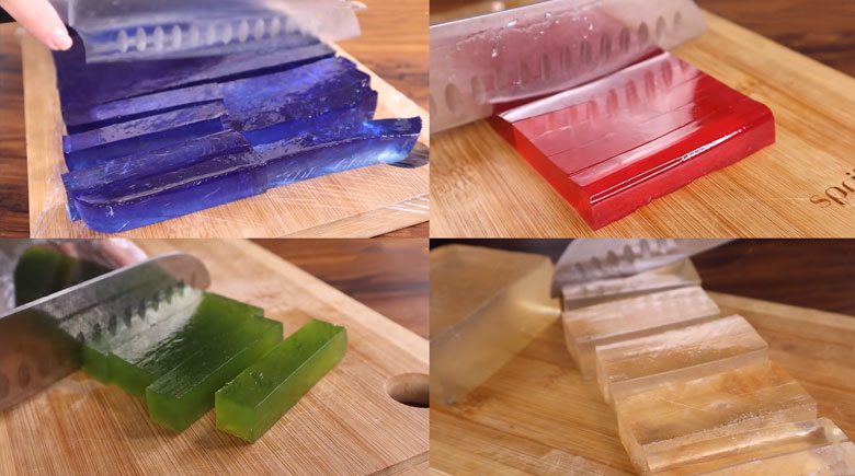 Cách làm mứt rau câu: Cắt rau câu